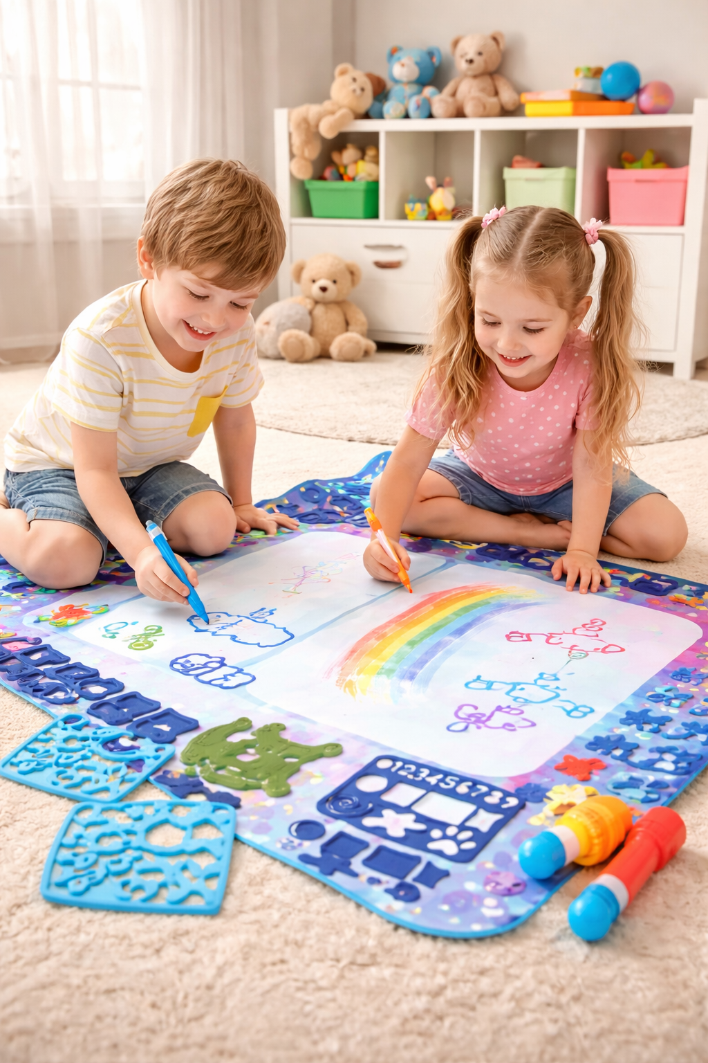 Magic Water Drawing Mat đ¨ | Kids Educational Drawing Play Mat (Ink-Free Fun) 80*100 CM || 2.62x3.28 FEET