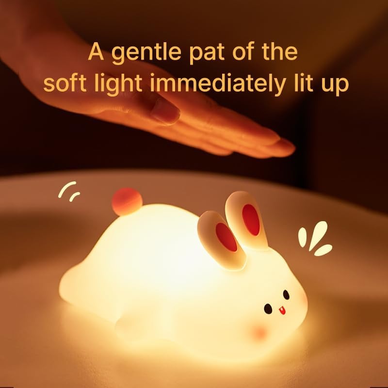 Cute Bunny Night Light – Rechargeable Soft Silicone LED Lamp