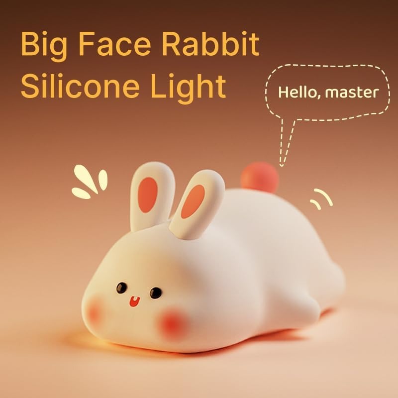 Cute Bunny Night Light – Rechargeable Soft Silicone LED Lamp