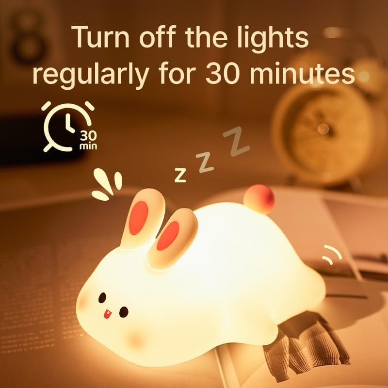 Cute Bunny Night Light – Rechargeable Soft Silicone LED Lamp