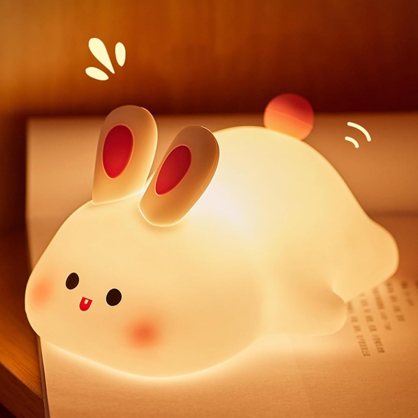 Cute Bunny Night Light – Rechargeable Soft Silicone LED Lamp