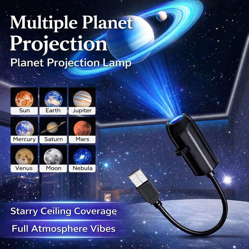 Planet Projection Lamp – USB Galaxy Night Light | 10 PCS Planet Plate