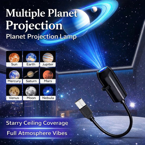 Planet Projection Lamp – USB Galaxy Night Light | 10 PCS Planet Plate