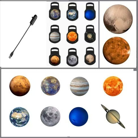 Planet Projection Lamp – USB Galaxy Night Light | 10 PCS Planet Plate