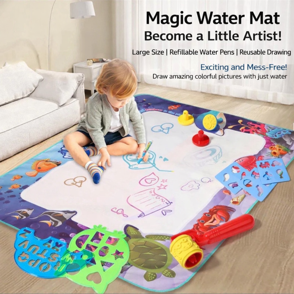 Magic Water Drawing Mat 🎨 | Kids Educational Drawing Play Mat (Ink-Free Fun) 80*100 CM || 2.62x3.28 FEET