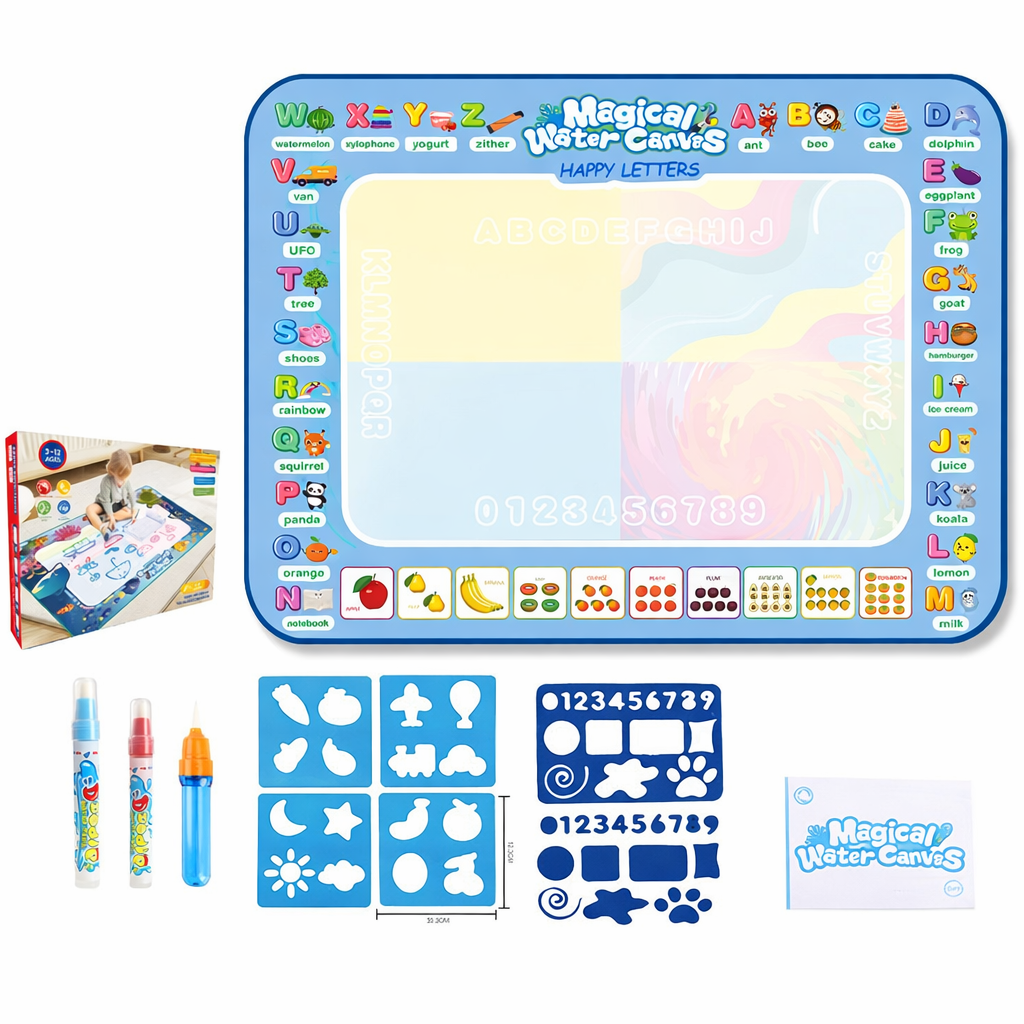 Magic Water Drawing Mat 🎨 | Kids Educational Drawing Play Mat (Ink-Free Fun) 80*100 CM || 2.62x3.28 FEET