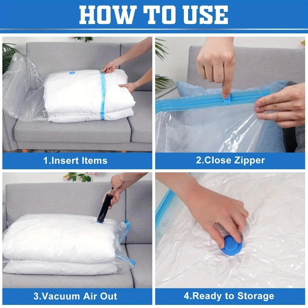 5 PCS Vacuum Storage Bag | কাপড়, লেপ, বালিশ — সব Compress করুন | জায়গা বাঁচান 50%  | ঘর গোছানোর Best Solution | 80x110 CM Size