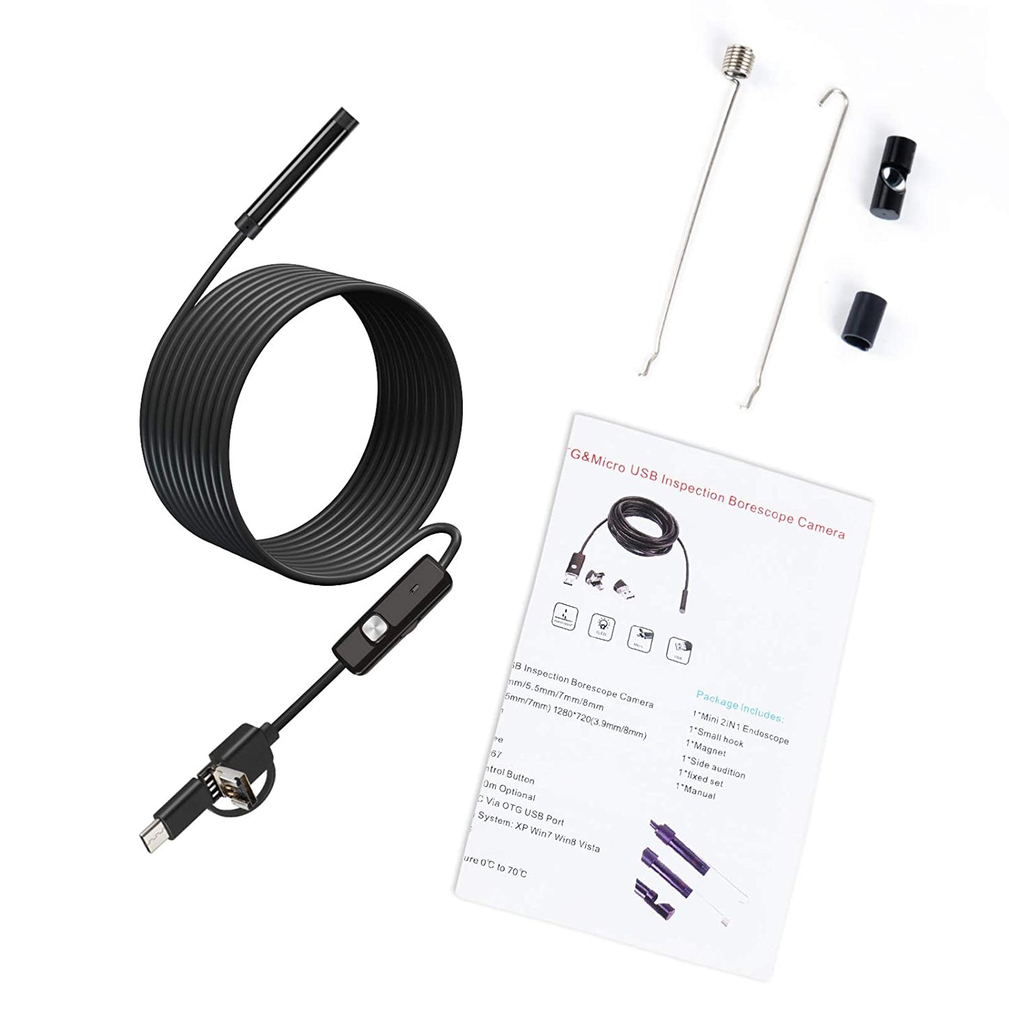 3-in-1 Mini USB Endoscope Camera – HD Waterproof Inspection Camera for Android, Car, Pipe & AC