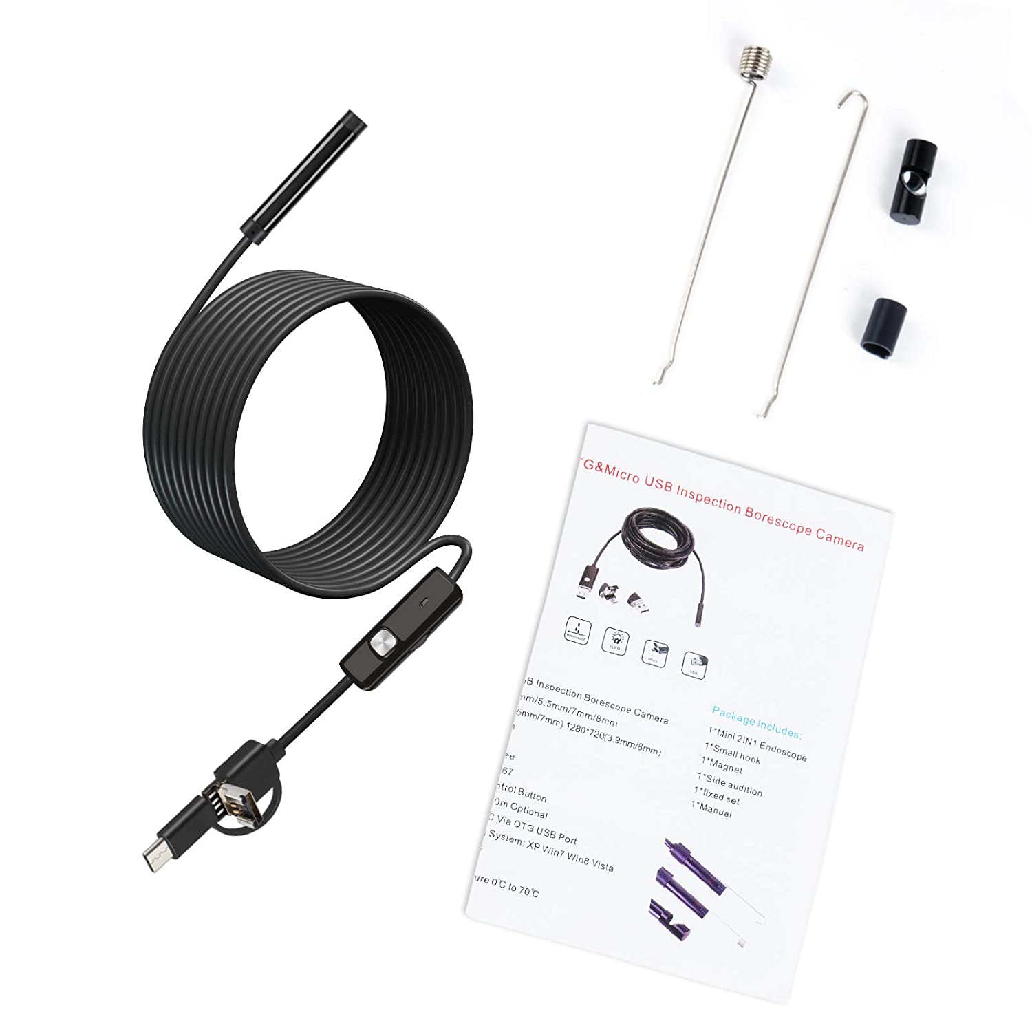 3-in-1 Mini USB Endoscope Camera – HD Waterproof Inspection Camera for Android, Car, Pipe & AC